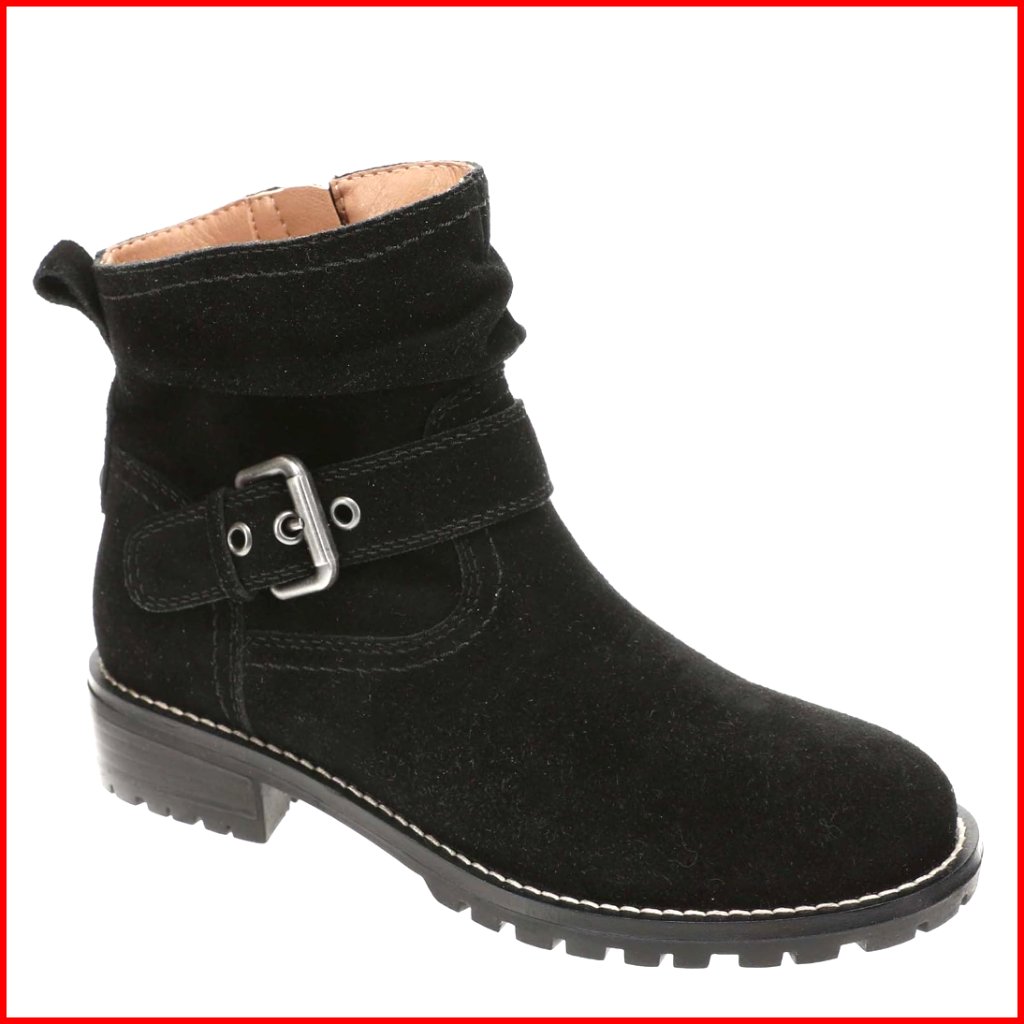 Leather Ankle Booties With Cushioned Insole And Buckle Detail